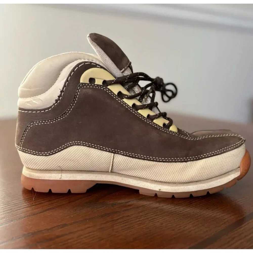 Timberland Euro Dub Boots Size 4M Brown Cream Nubuck Leather Shoes